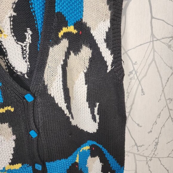 Raphels Penguins Ramie Cotton Hand Knit Sweater Vest - Picture 2 of 5